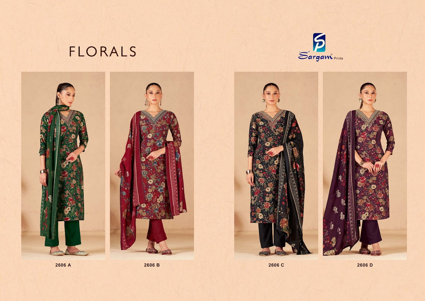 Florals Sargam Prints Viscose Muslin Pant Style Suits Wholesale Rate