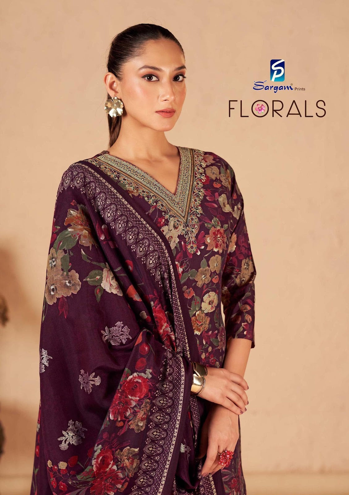 Florals Sargam Prints Viscose Muslin Pant Style Suits Wholesale Rate