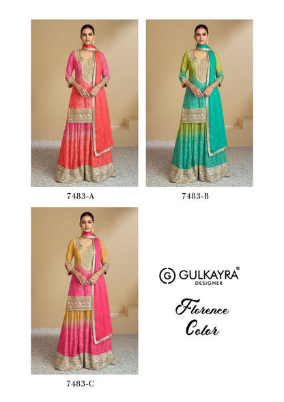 Florence Color Gulkayra Designer Chinon Readymade Plazzo Style Suits Manufacturer