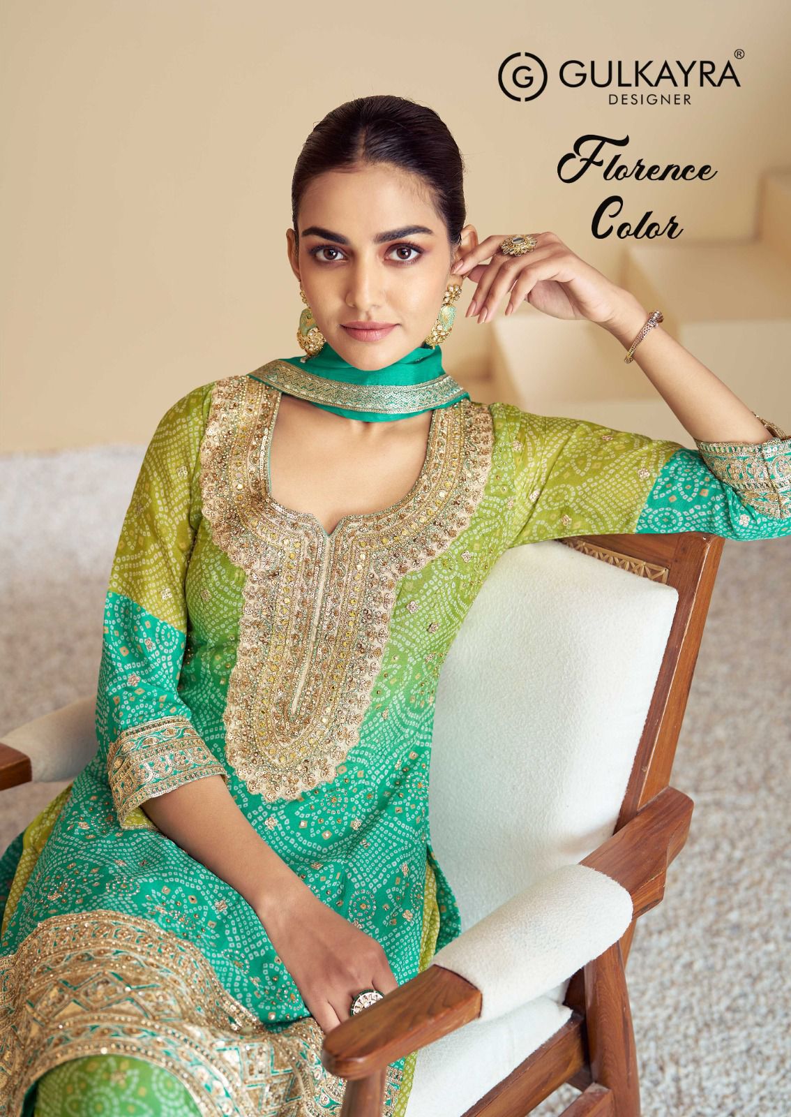 Florence Color Gulkayra Designer Chinon Readymade Plazzo Style Suits Manufacturer