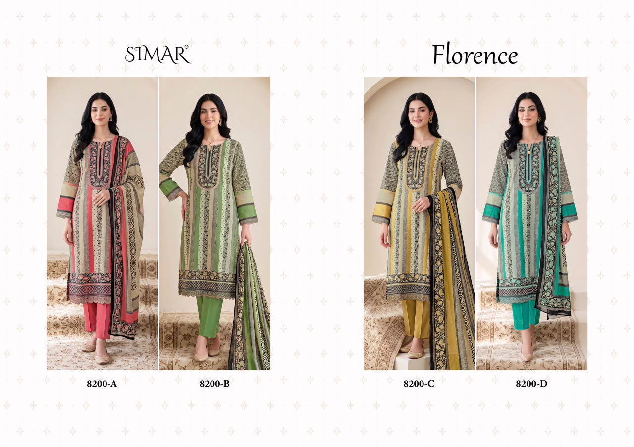 Florence Muslin Simar Viscose Pant Style Suits Wholesaler