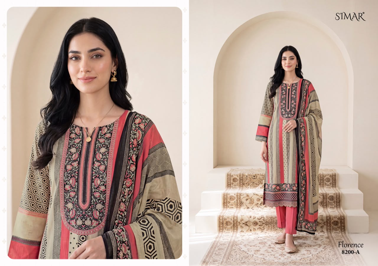 Florence Muslin Simar Viscose Pant Style Suits Wholesaler