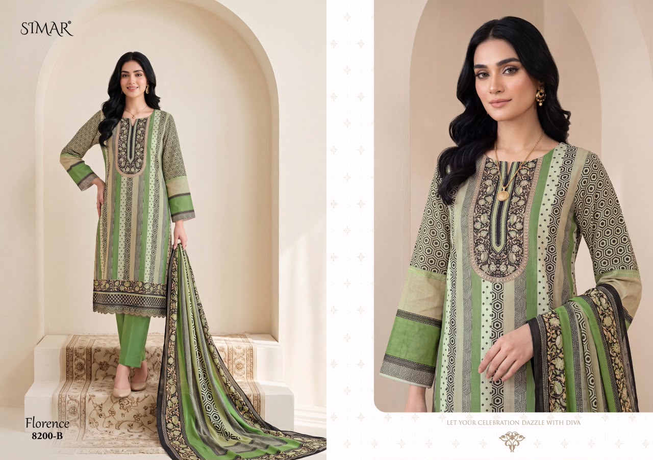 Florence Muslin Simar Viscose Pant Style Suits Wholesaler