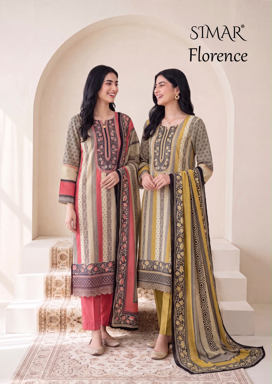 Florence Muslin Simar Viscose Pant Style Suits Wholesaler