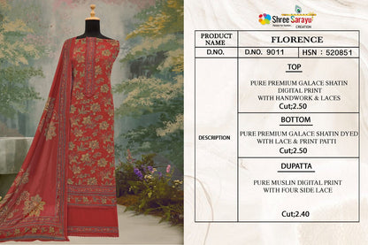 Florence Shree Sarayu Creation Satin Salwar Suits Wholesaler Gujarat