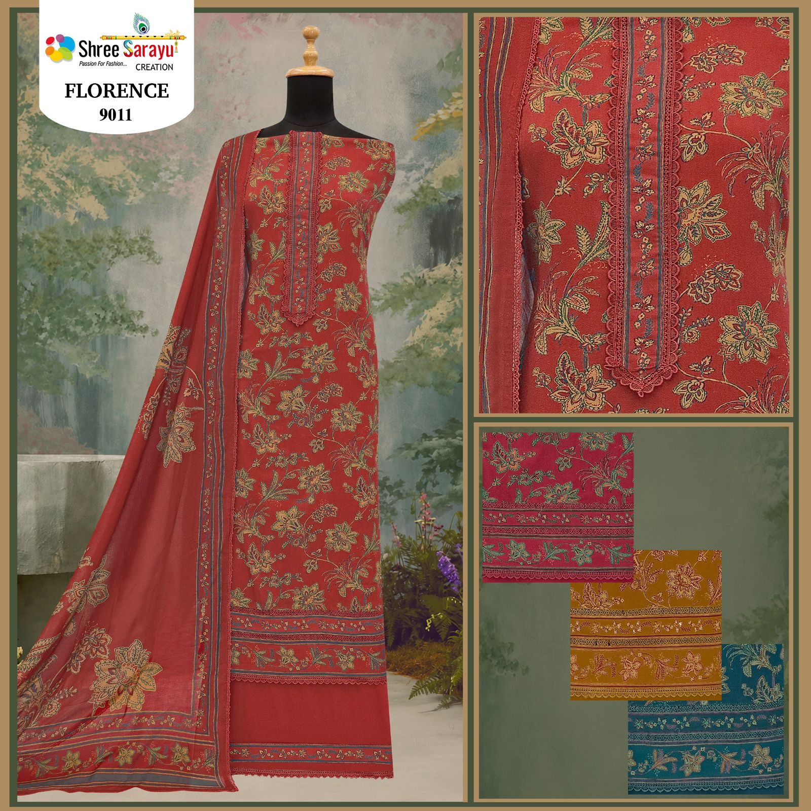 Florence Shree Sarayu Creation Satin Salwar Suits Wholesaler Gujarat
