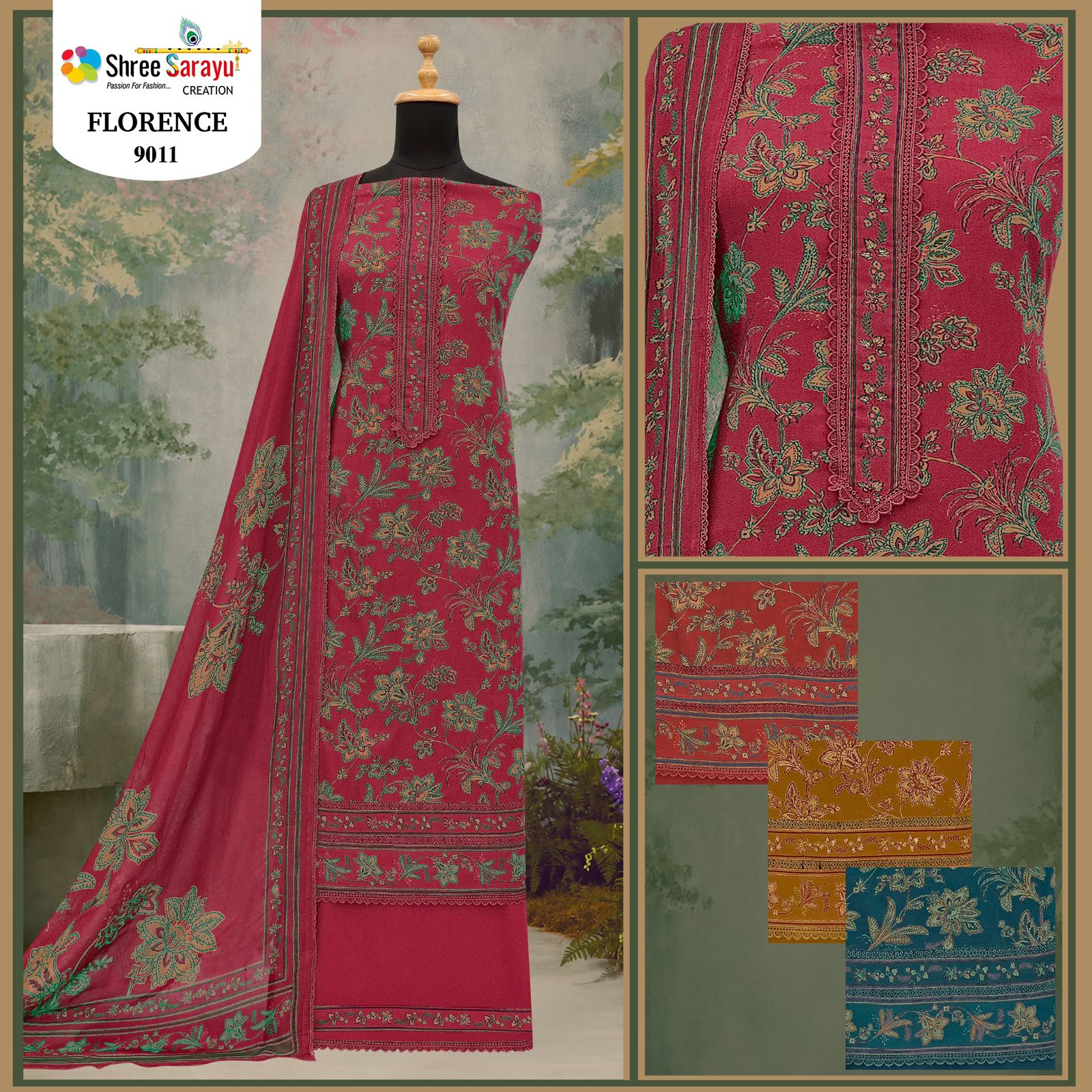 Florence Shree Sarayu Creation Satin Salwar Suits Wholesaler Gujarat