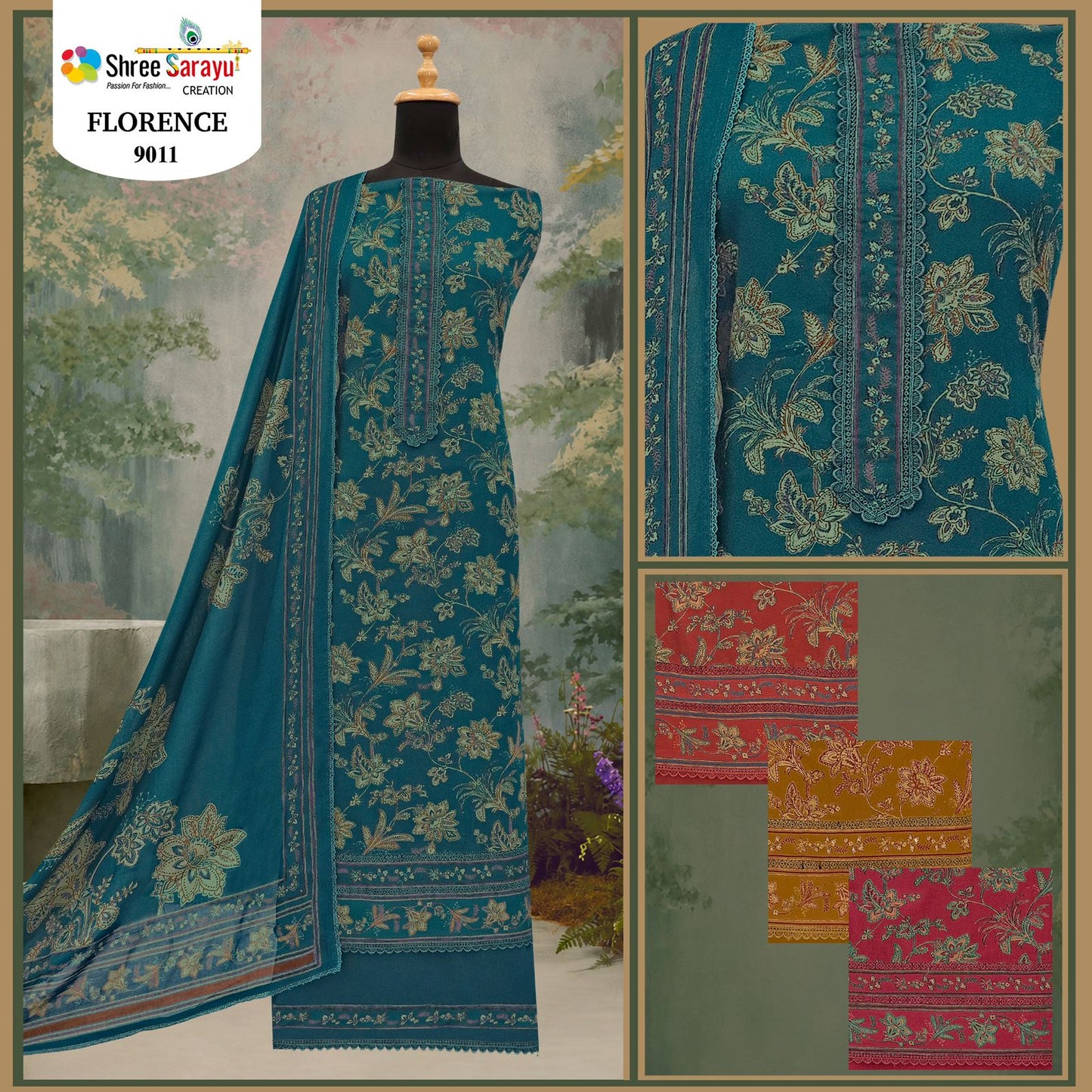 Florence Shree Sarayu Creation Satin Salwar Suits Wholesaler Gujarat