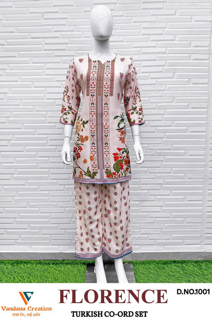 Florence Vol 1 Turkish Vandana Creation Reyon Co Ord Set Manufacturer Ahmedabad