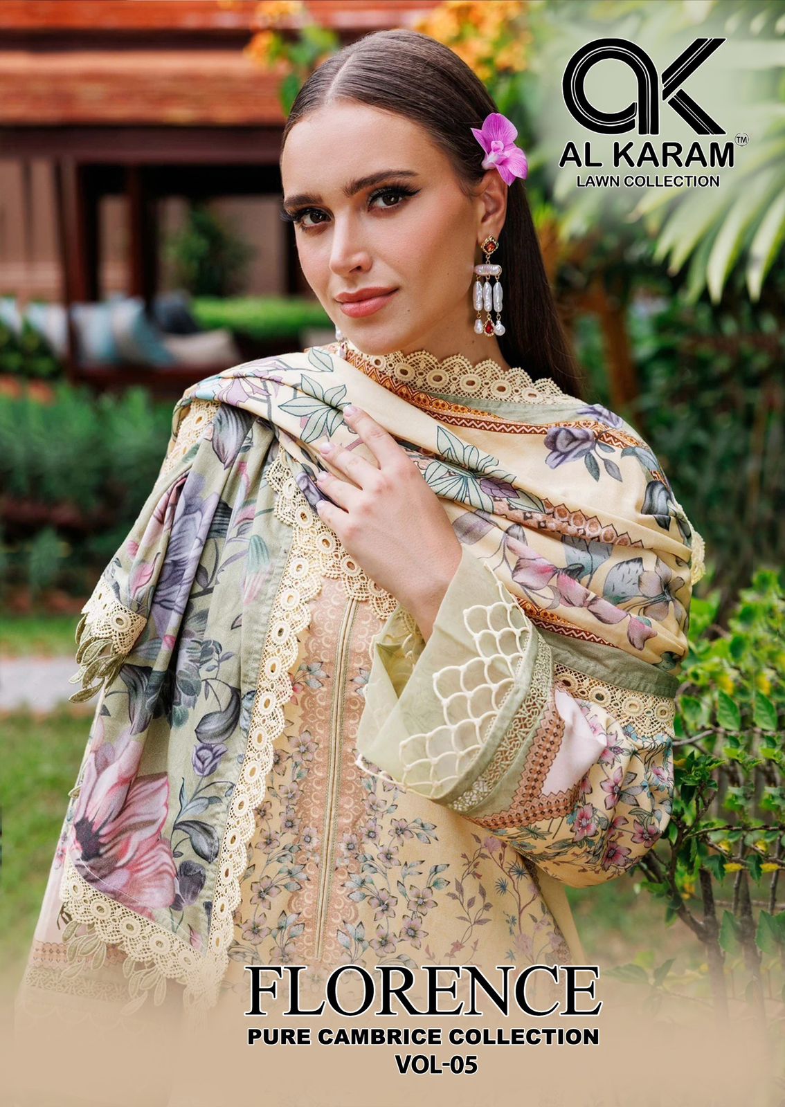 Florence Vol 5 Pure Cambric Collection Al Karam Lawn Cotton Karachi Salwar Suits Wholesale Price