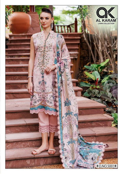 Florence Vol 5 Pure Cambric Collection Al Karam Lawn Cotton Karachi Salwar Suits Wholesale Price