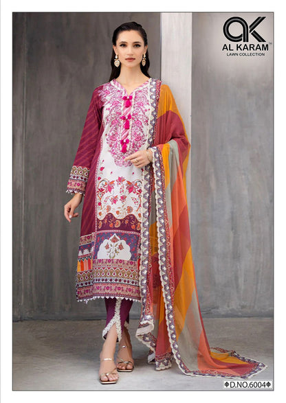 Florence Vol 6 Pure Cambric Collection Al Karam Karachi Salwar Suits Wholesale Rate