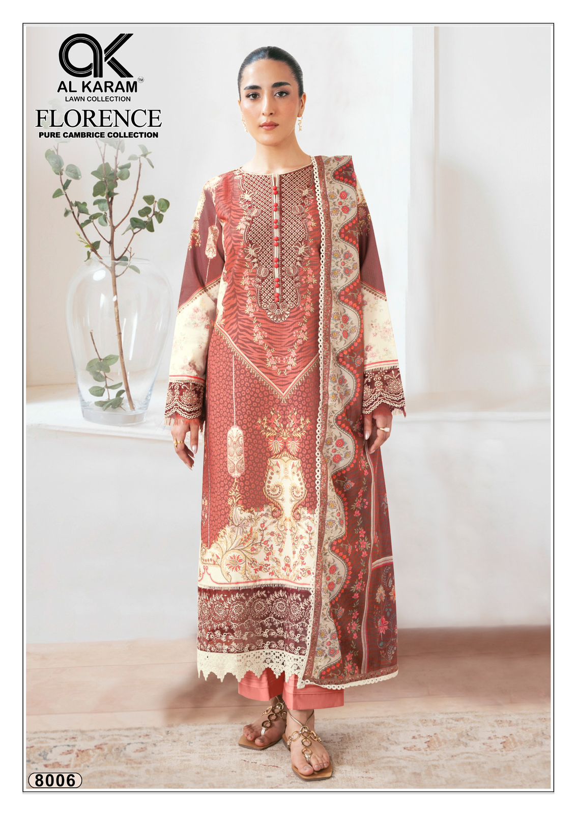 Florence Vol 8 Al Karam Cambric Cotton Karachi Salwar Suits Supplier Gujarat