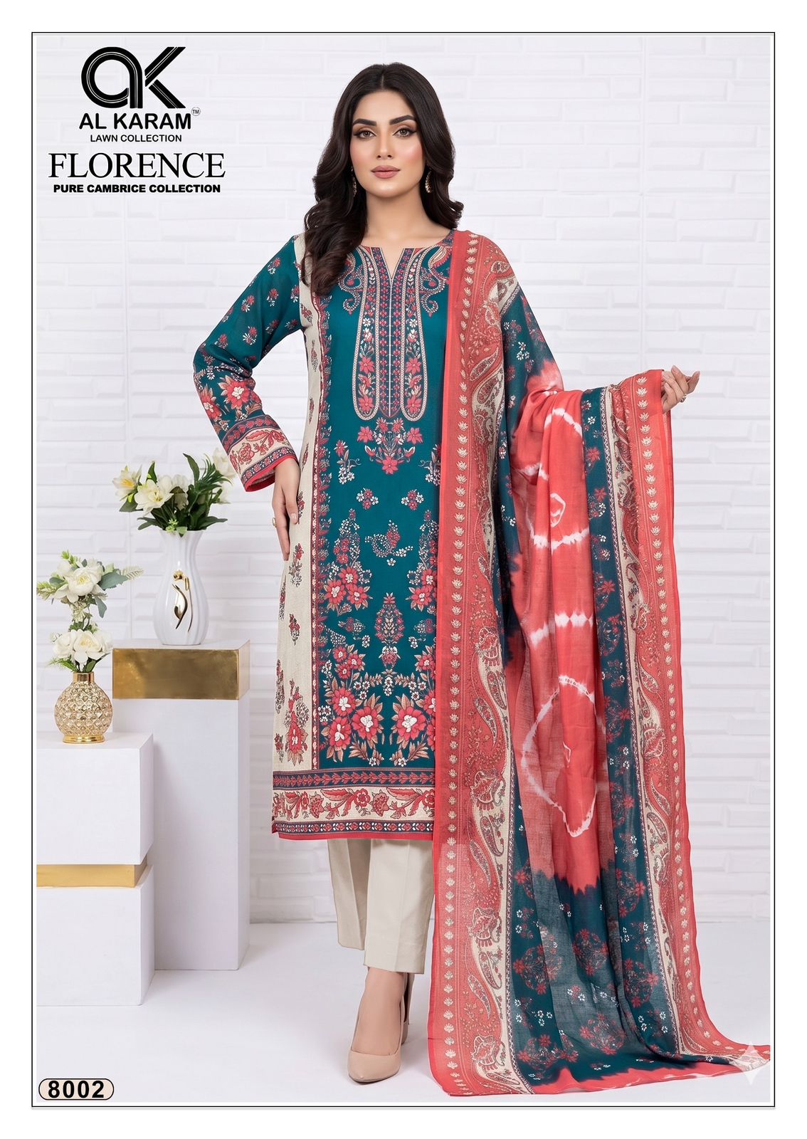 Florence Vol 8 Al Karam Cambric Cotton Karachi Salwar Suits Supplier Gujarat