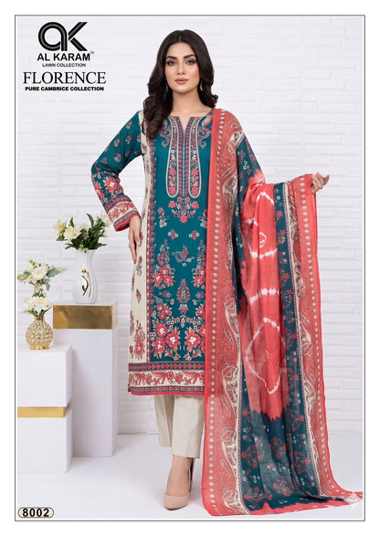 Florence Vol 8 Al Karam Cambric Cotton Karachi Salwar Suits Supplier Gujarat