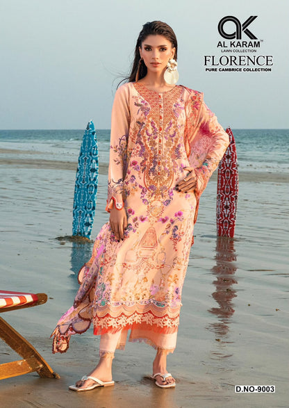 Florence Vol 9 Al Karam Cambric Cotton Karachi Salwar Suits Manufacturer Gujarat