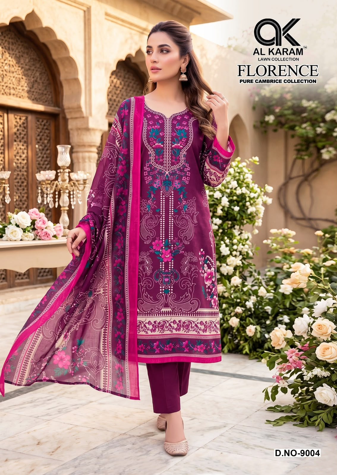 Florence Vol 9 Al Karam Cambric Cotton Karachi Salwar Suits Manufacturer Gujarat