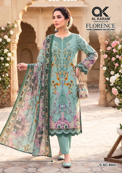 Florence Vol 9 Al Karam Cambric Cotton Karachi Salwar Suits Manufacturer Gujarat