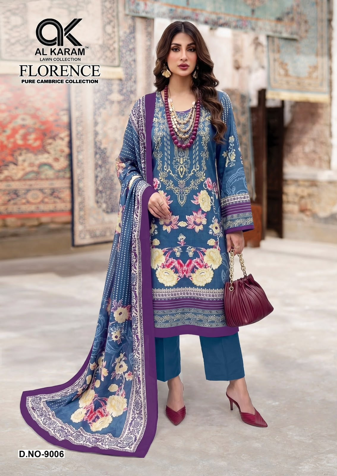 Florence Vol 9 Al Karam Cambric Cotton Karachi Salwar Suits Manufacturer Gujarat