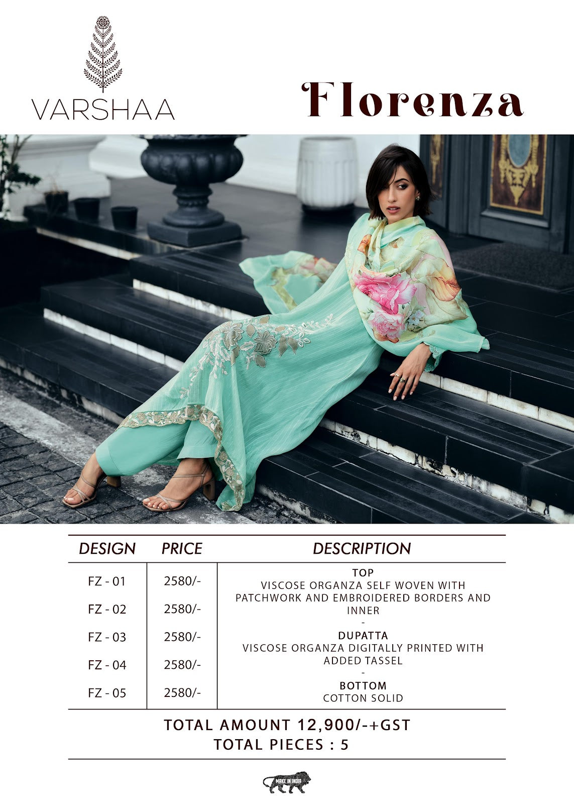 Florenza Varshaa Viscose Organza Pant Style Suits Wholesale Price