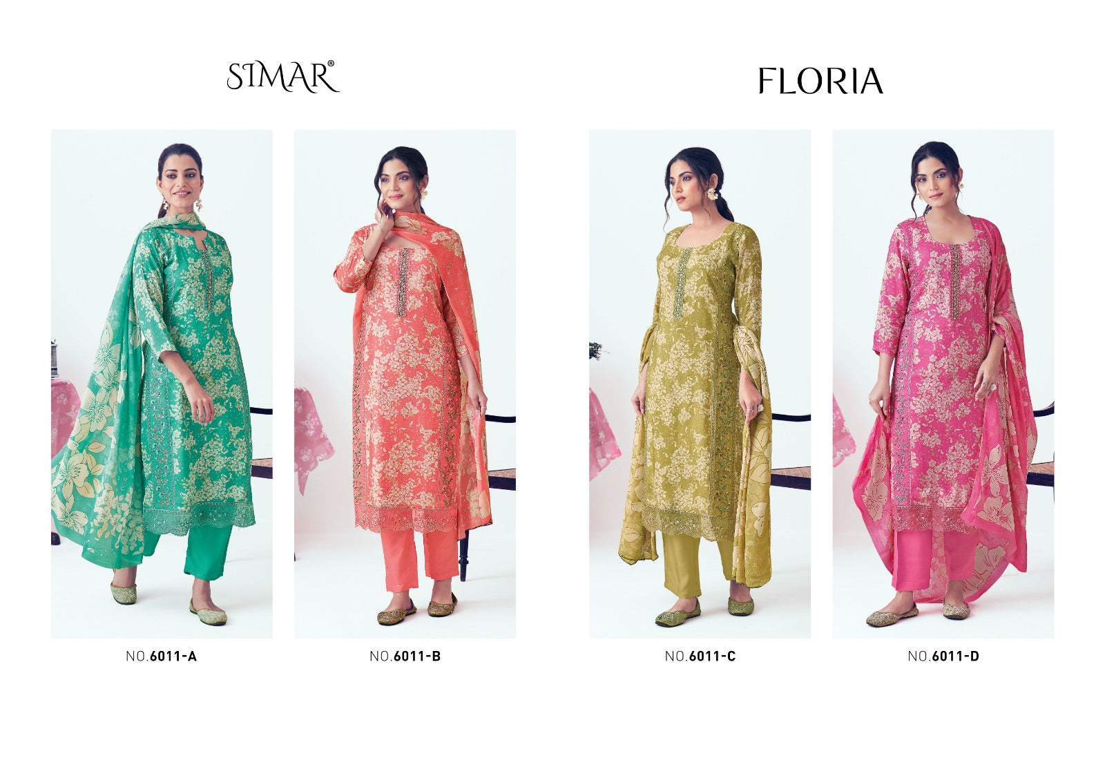 Floria Simar Viscose Muslin Pant Style Suits Manufacturer Ahmedabad