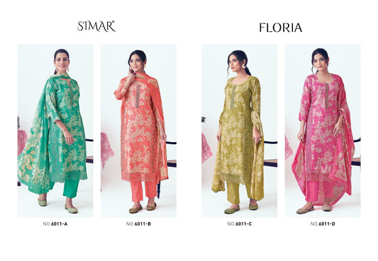 Floria Simar Viscose Muslin Pant Style Suits Manufacturer Ahmedabad