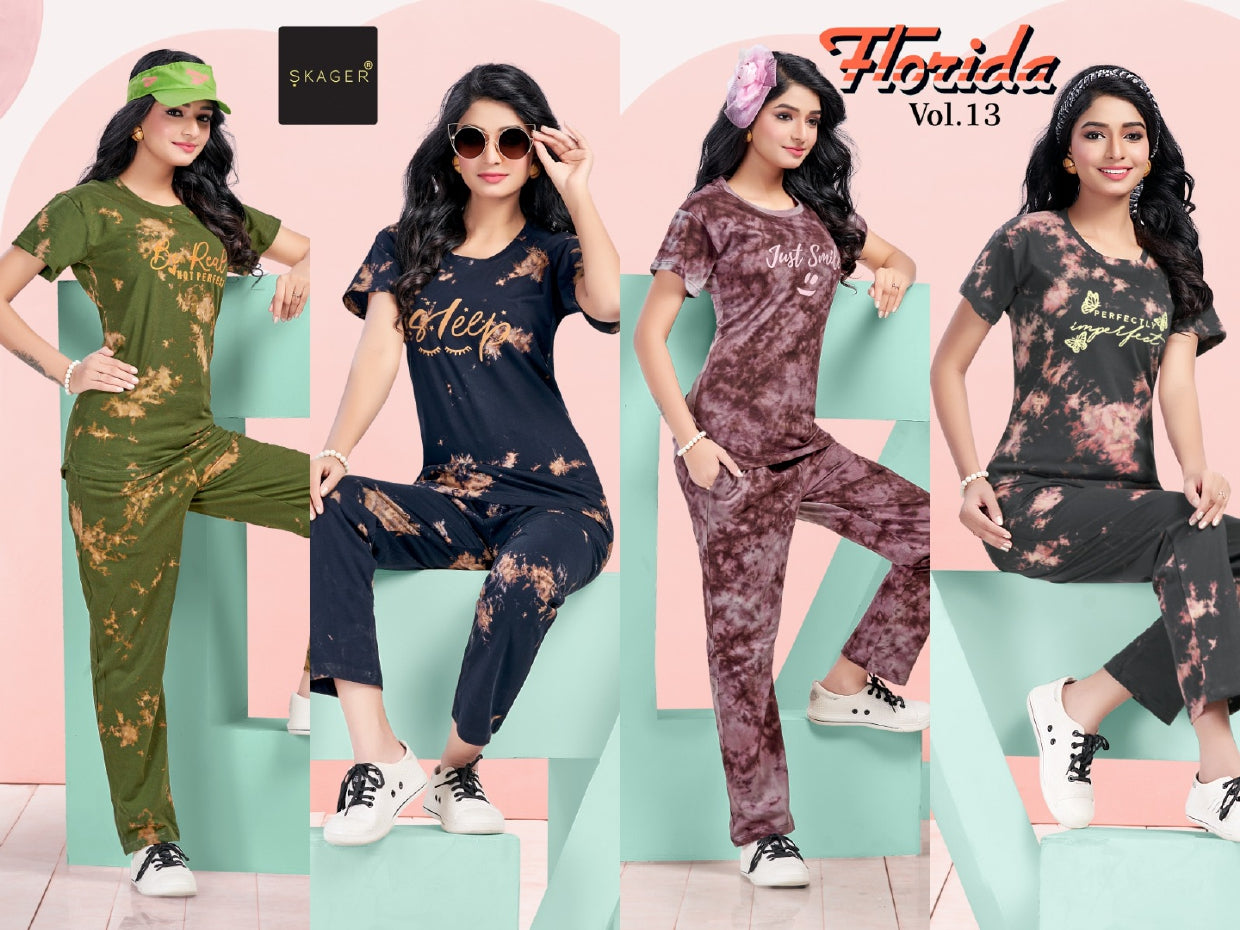 Florida Vol 13 Skager Tie Dye Pyjama Night Suits Wholesaler Gujarat
