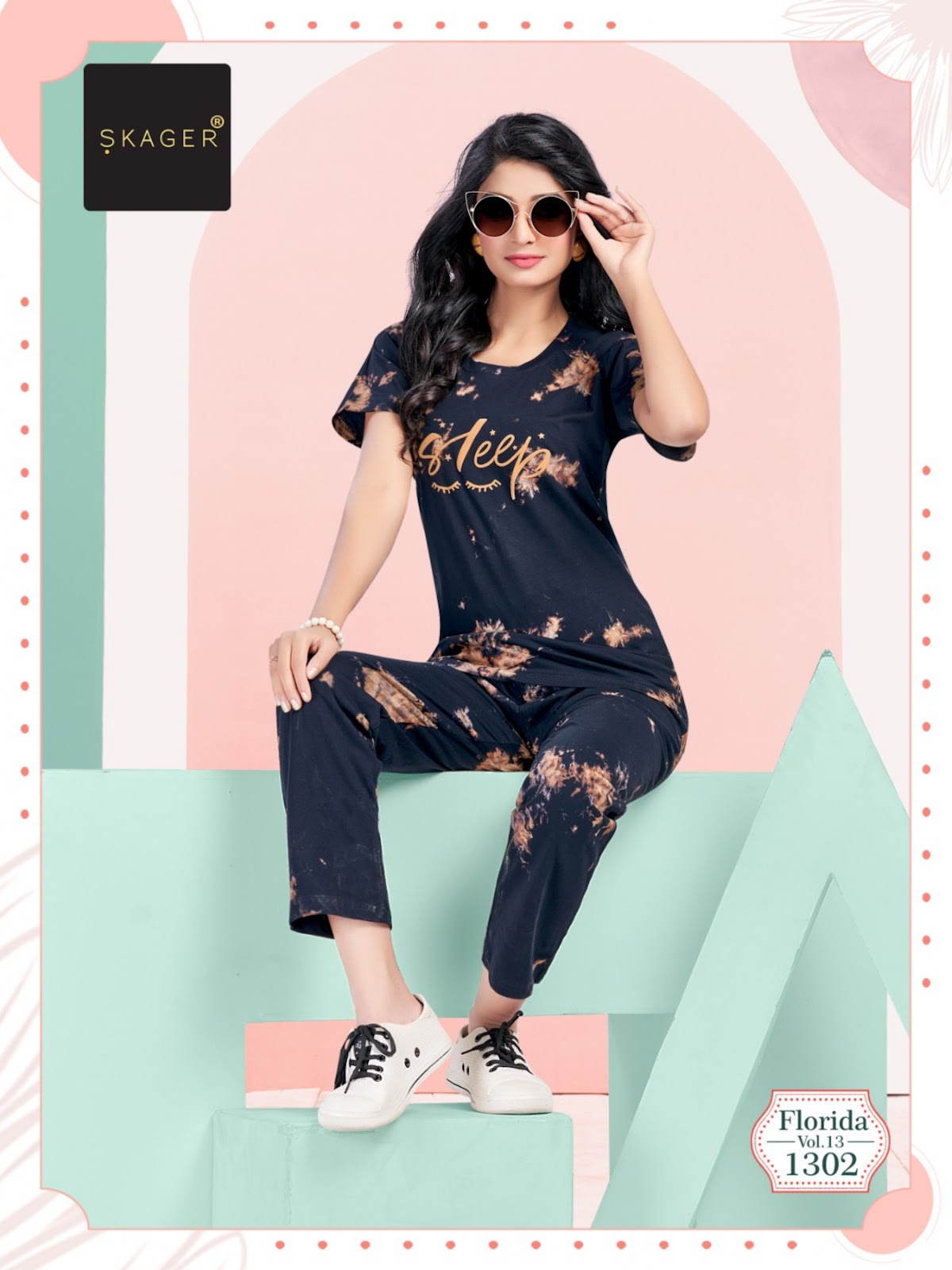 Florida Vol 13 Skager Tie Dye Pyjama Night Suits Wholesaler Gujarat