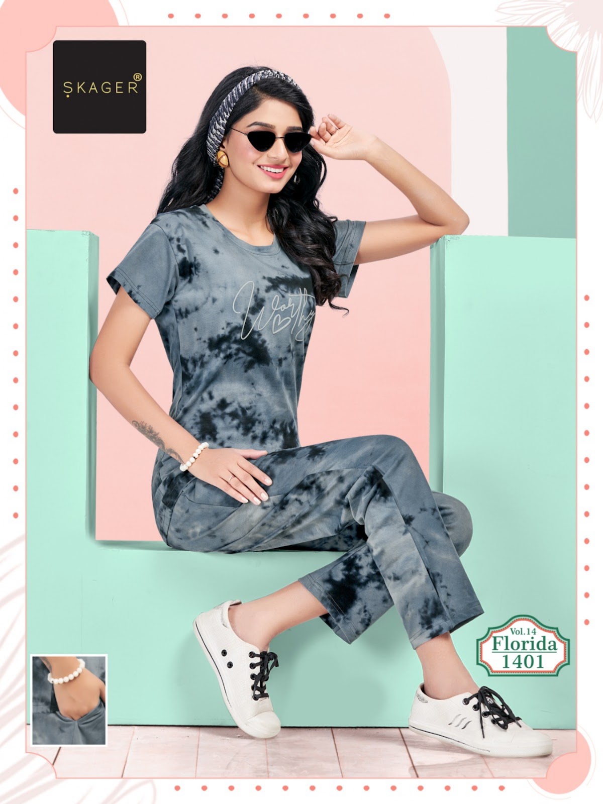 Florida Vol 14 Skager Tie Dye Pyjama Night Suits Wholesale