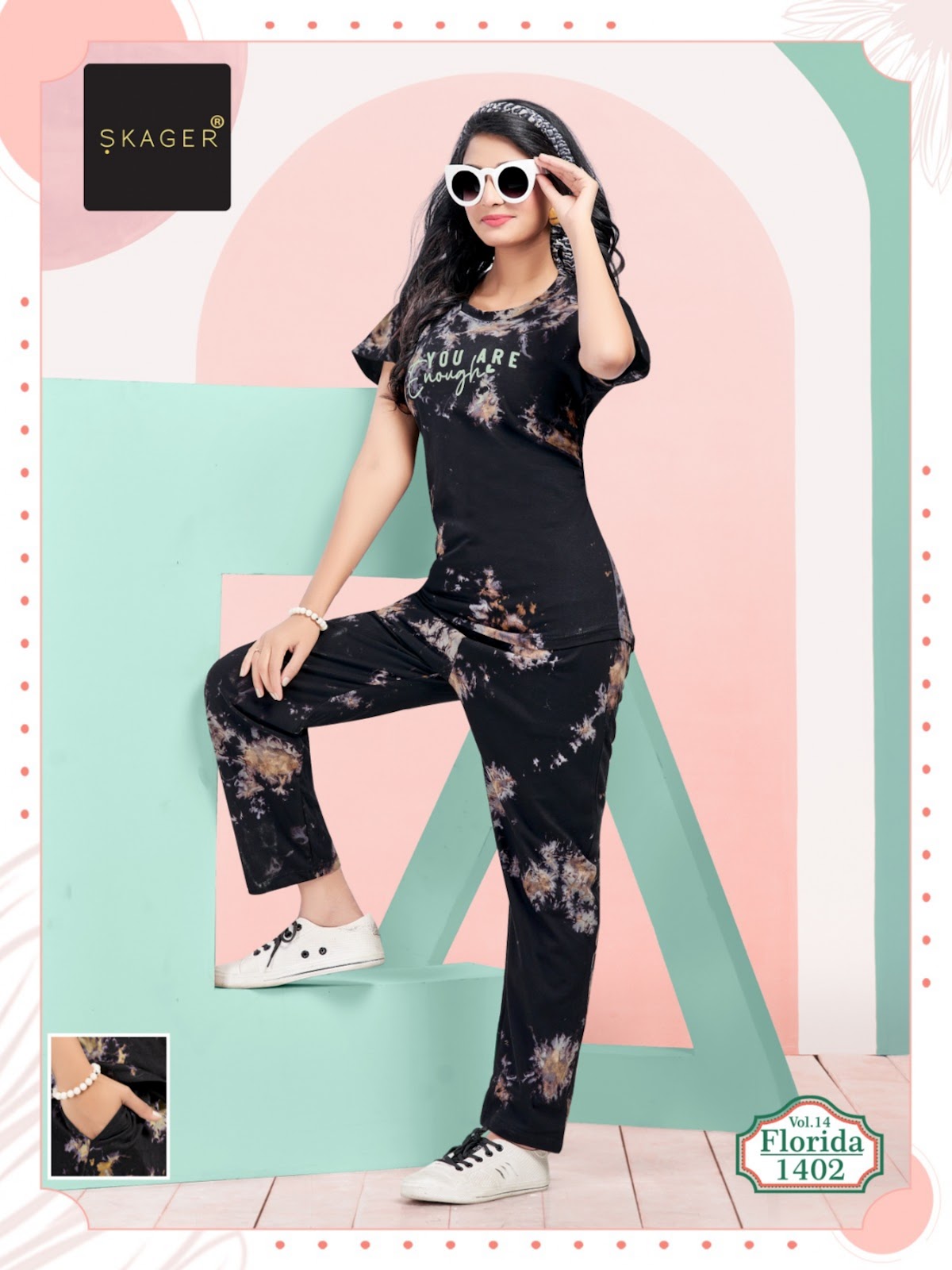 Florida Vol 14 Skager Tie Dye Pyjama Night Suits Wholesale