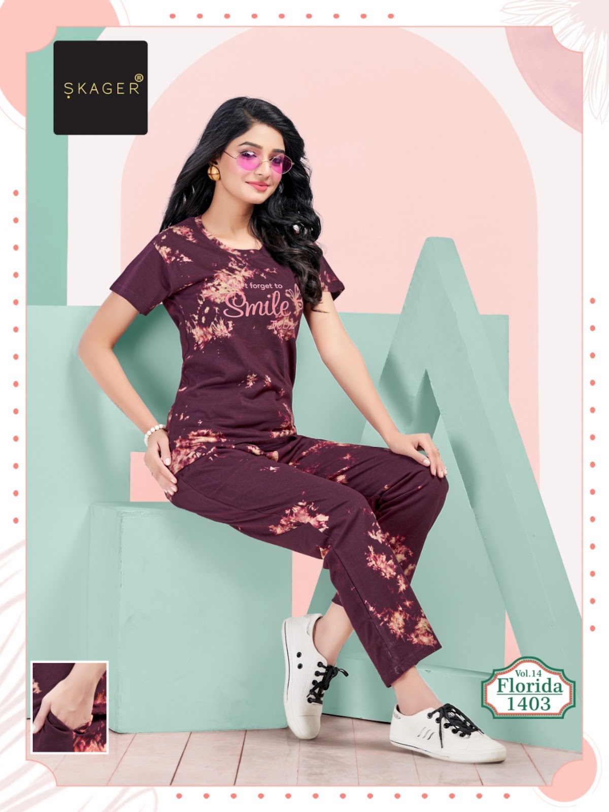 Florida Vol 14 Skager Tie Dye Pyjama Night Suits Wholesale