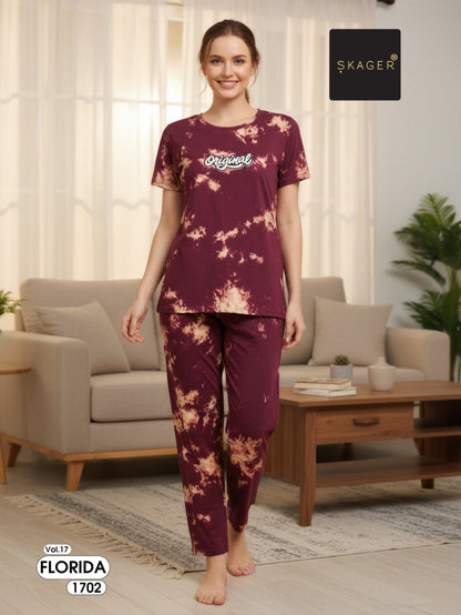 Florida Vol 17 Skager Tie Dye Pyjama Night Suits Supplier India