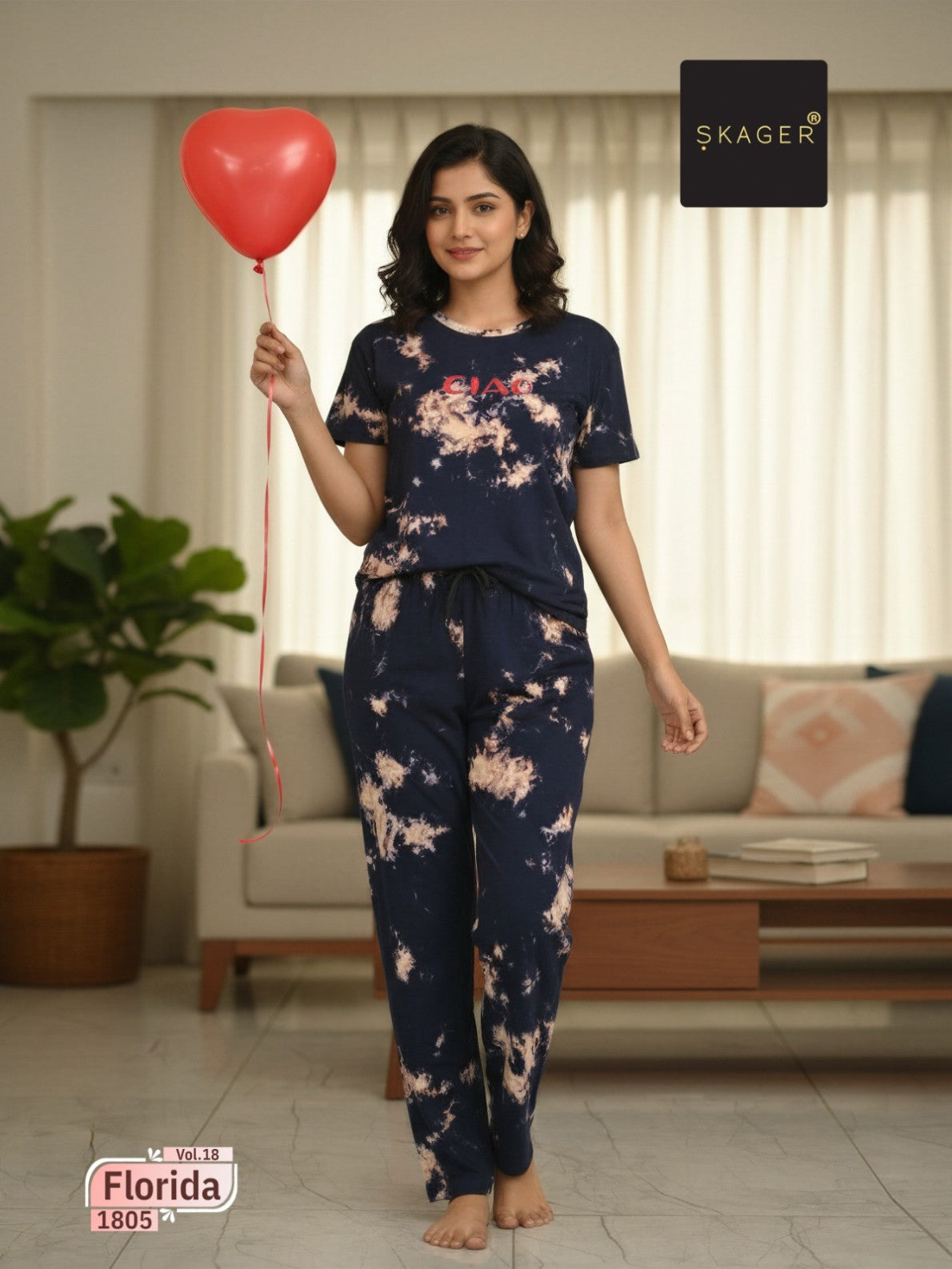 Florida Vol 18 Skager Tie Dye Pyjama Night Suits Exporter India