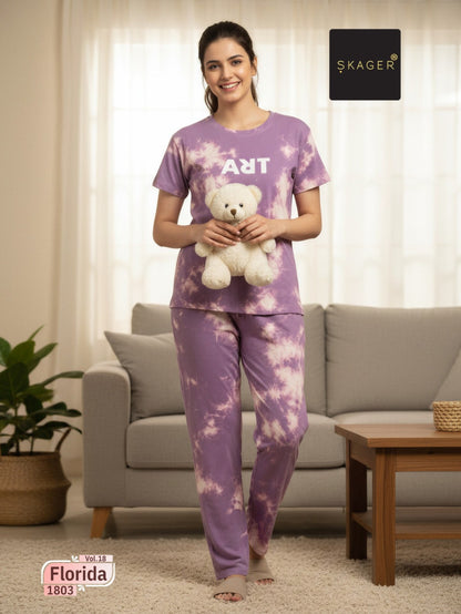 Florida Vol 18 Skager Tie Dye Pyjama Night Suits Exporter India