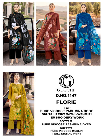 Florie 1144-1145-1147 Gucchi Viscose Pashmina Suits Wholesaler