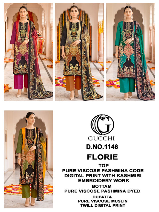 Florie 1146 Gucchi Viscose Pashmina Suits Wholesaler Ahmedabad