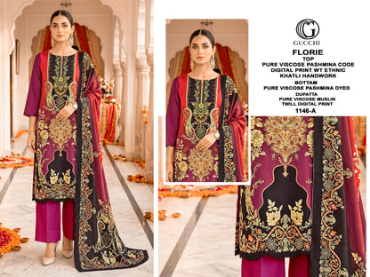 Florie 1146 Gucchi Viscose Pashmina Suits Wholesaler Ahmedabad