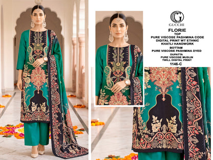 Florie 1146 Gucchi Viscose Pashmina Suits Wholesaler Ahmedabad