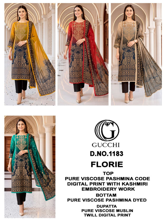 Florie 1183 Gucchi Viscose Pashmina Suits Wholesale Price
