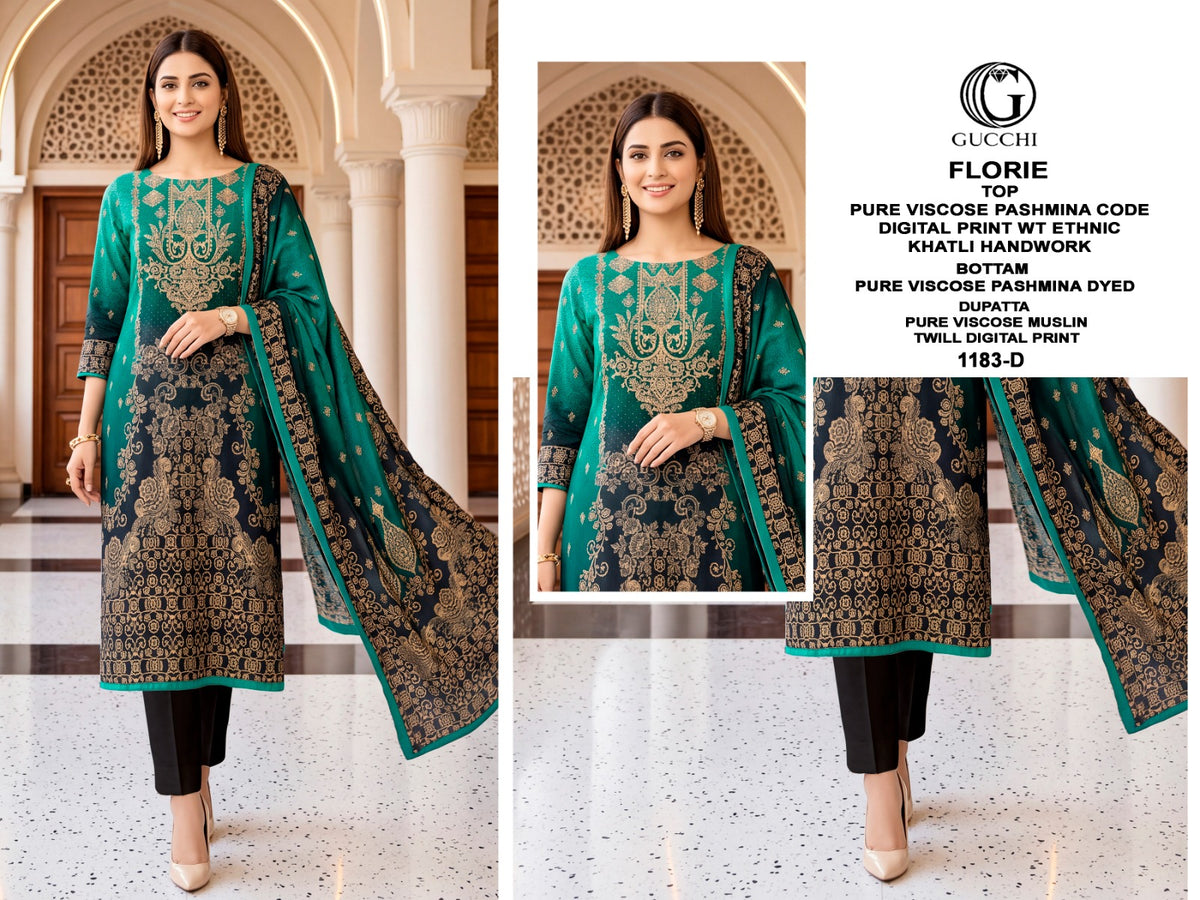 Florie 1183 Gucchi Viscose Pashmina Suits Wholesale Price