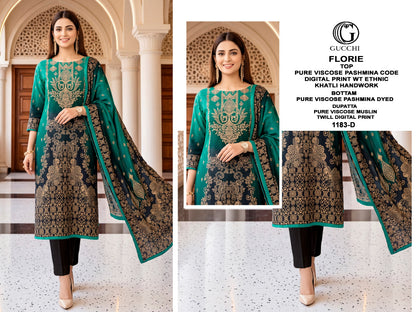 Florie 1183 Gucchi Viscose Pashmina Suits Wholesale Price