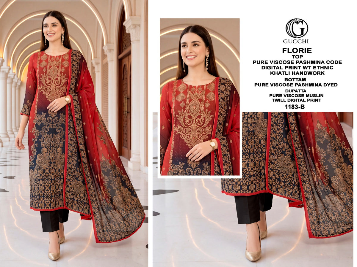 Florie 1183 Gucchi Viscose Pashmina Suits Wholesale Price