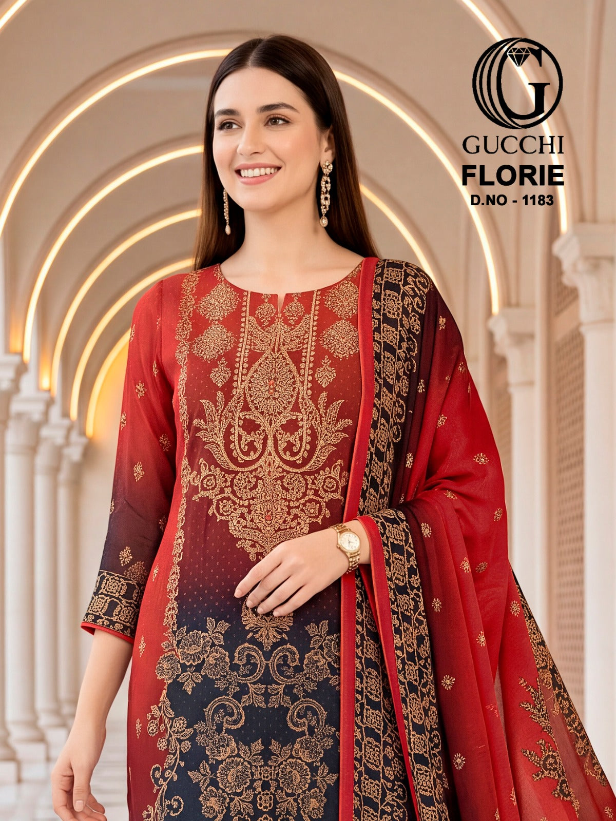 Florie 1183 Gucchi Viscose Pashmina Suits Wholesale Price