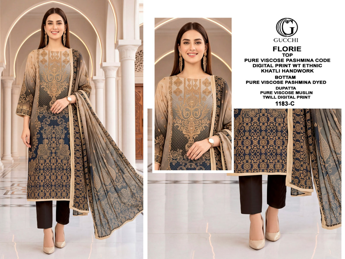 Florie 1183 Gucchi Viscose Pashmina Suits Wholesale Price