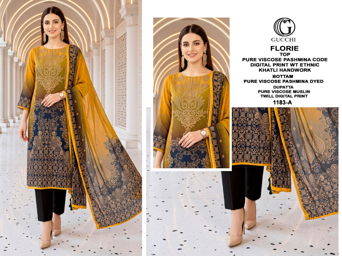 Florie 1183 Gucchi Viscose Pashmina Suits Wholesale Price