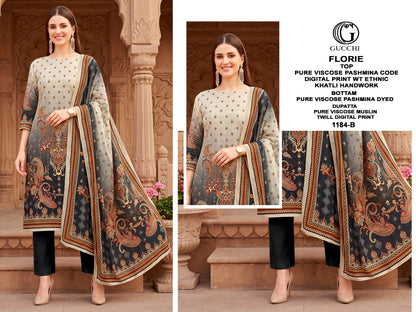 Florie 1184 Gucchi Viscose Pashmina Suits Wholesaler Ahmedabad