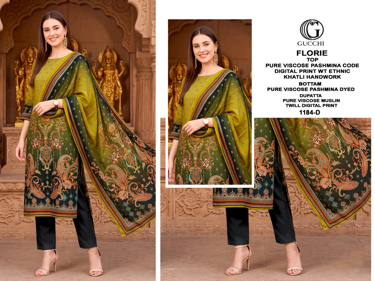 Florie 1184 Gucchi Viscose Pashmina Suits Wholesaler Ahmedabad