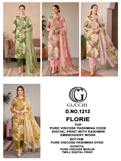 Florie 1213 Gucchi Viscose Pashmina Suits Manufacturer Ahmedabad