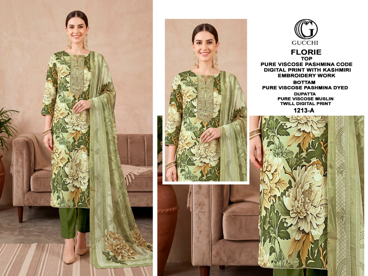 Florie 1213 Gucchi Viscose Pashmina Suits Manufacturer Ahmedabad