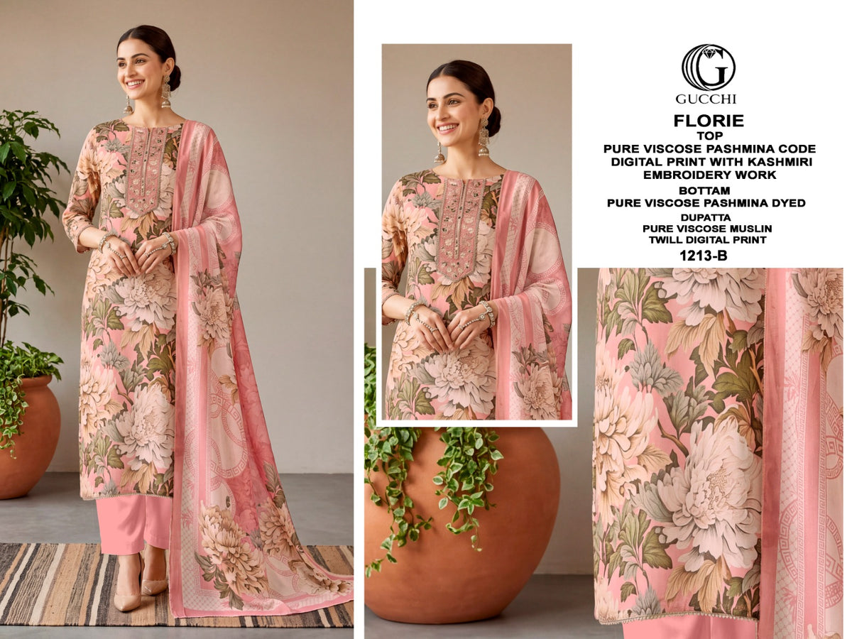 Florie 1213 Gucchi Viscose Pashmina Suits Manufacturer Ahmedabad